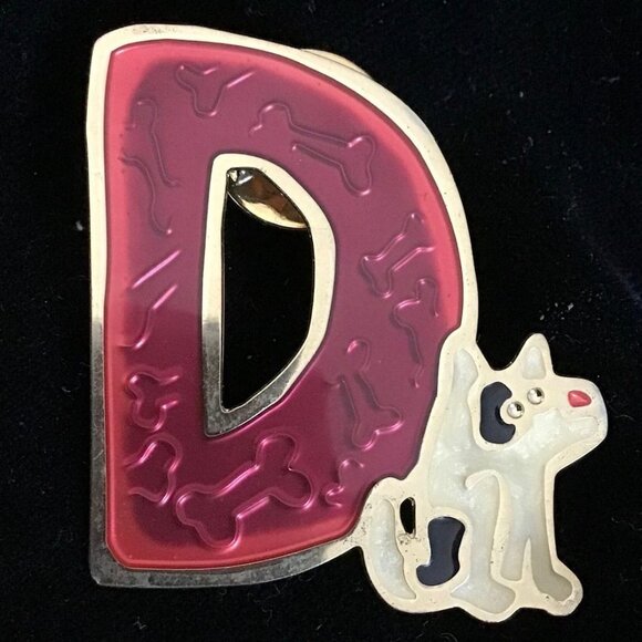 Letter "d" brooch pin dog Two Hands Hand Painted - Picture 1 of 7